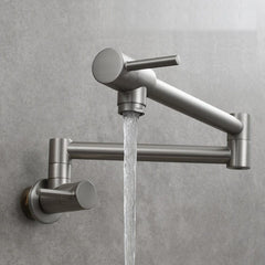 Signature Faucets Kitchen Faucet Brushed Nickel Livomo Pot Filler Faucet Wall Mount Double Joint Spout Swing Arm Single Hole Two Handle Kitchen Stove Faucet