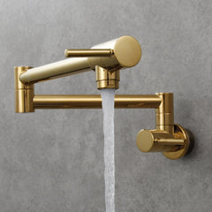 Signature Faucets Kitchen Faucet Gold Livomo Pot Filler Faucet Wall Mount Double Joint Spout Swing Arm Single Hole Two Handle Kitchen Stove Faucet