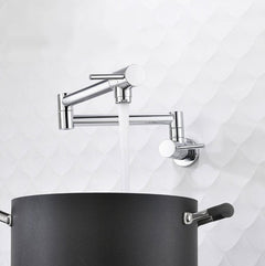 Signature Faucets Kitchen Faucet Livomo Pot Filler Faucet Wall Mount Double Joint Spout Swing Arm Single Hole Two Handle Kitchen Stove Faucet