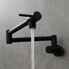 Signature Faucets Kitchen Faucet Matte Black Livomo Pot Filler Faucet Wall Mount Double Joint Spout Swing Arm Single Hole Two Handle Kitchen Stove Faucet