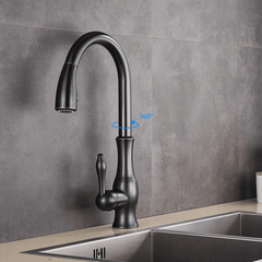 Signature Faucets Kitchen Faucet Victorian Single-Hole Kitchen Faucet With Pull Out Spout