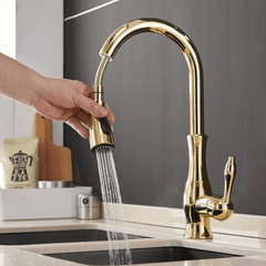 Signature Faucets Kitchen Faucet Victorian Single-Hole Kitchen Faucet With Pull Out Spout