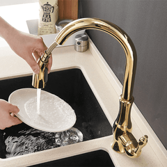 Signature Faucets Kitchen Faucet Victorian Single-Hole Kitchen Faucet With Pull Out Spout