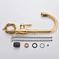 Signature Faucets Kitchen Faucet Victorian Single-Hole Kitchen Faucet With Pull Out Spout